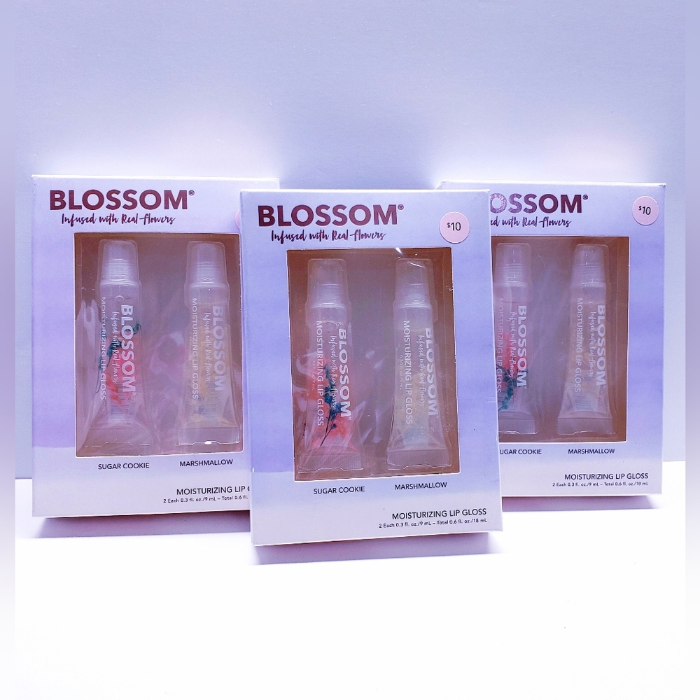 Blossom Moisturizing Lip Gloss w/ Real Flowers Sugar Cookie & Marshmallow
